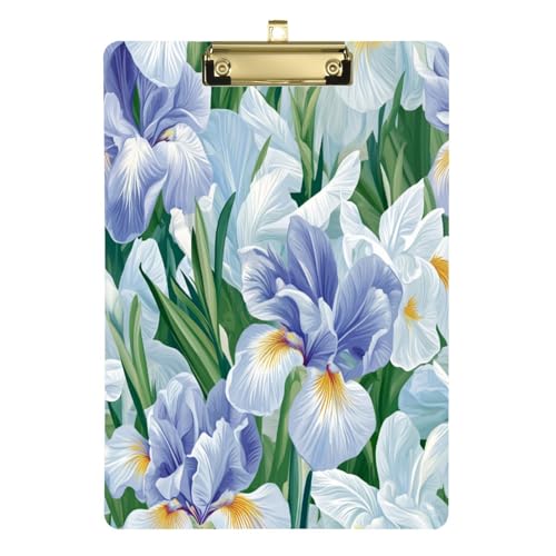 Office Clip Boards Brussels Iris Pseudacorus Beauty Summer Flowers Standard A4 Letter Size Custom Clipboard for Volleyball Baseball Coaches 12x9 with Metal Clip von Yuiboo