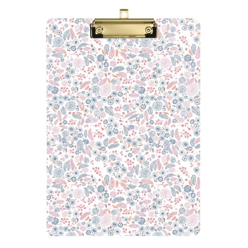 Ordner-Klemmbrett Vintage Floral Farmhouse Blätter Standard A4 Briefgröße Arbeit Binder Klemmbrett für Volleyball Baseball Trainer 30,5 x 22,9 cm mit Metallclip von Yuiboo