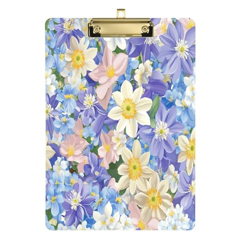 Personalisiertes Klemmbrett Beauty Spring Flowers Colorado Blue Columbine Acryl Lieferung Klemmbrett für Trainer Medizinisches Klassenzimmer 30,5 x 22,9 cm mit Metallclip von Yuiboo