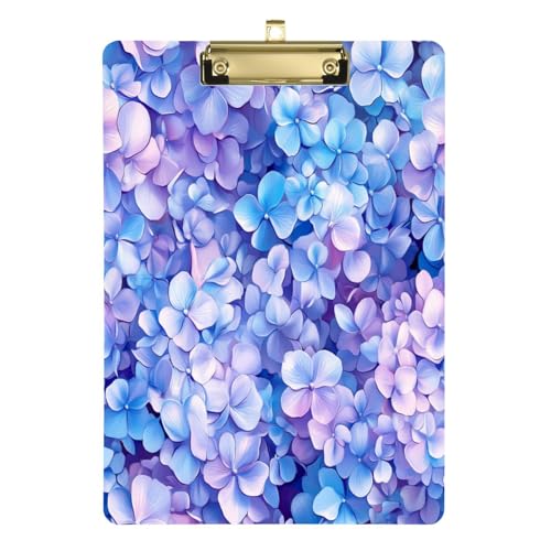 Personalisiertes Klemmbrett Hortensien Schönheit Sommer Blumen Kunststoff Padfolio Klemmbrett Ordner für Schule Büro Zubehör 30,5 x 22,9 cm mit Metallclip von Yuiboo