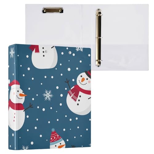 Ringbuch, 3,8 cm, Weihnachtsschneemann, blaue Schneeflocken, Neujahr, mit Klemmbrett, 1 Packung Ordner für Schule, Hardcover von Yuiboo