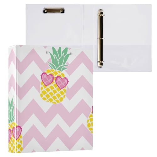 Ringbuch, rund, 3,8 cm, Sommer, Gold, Ananas, Obst, Pfirsich mit Klemmbrett, 1 Packung, Schulhefter, Hardcover von Yuiboo