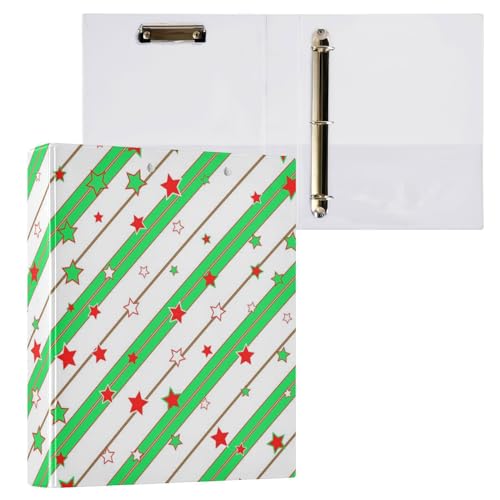 Ringbuch, rund, 3,8 cm, Weihnachtssterne, Grün, mit Tascheneinband, 1 Packung für Briefgröße (27,9 x 21,6 cm), Hardcover von Yuiboo