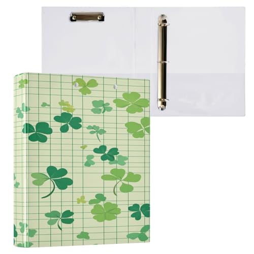 Ringbuch mit 3 Ringen, 3,5 cm, St. Patrick's Day, Glücksklee mit Klemmbrett, 1 Packung Ordner für die Schule, 200 Blatt von Yuiboo