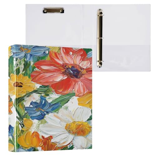 Ringbuch mit 3 Ringen, 3,8 cm, Sonnenblumen, bunt, mit Taschen, 1 Packung für Briefgröße (27,9 x 21,6 cm), 200 Blatt von Yuiboo