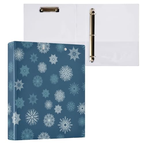 Ringbuch mit drei Ringen, 1 und 1/2 Zoll, Frohe Weihnachten, Schneeflocken, blau, mit Klemmbrett, 1 Packung, Schulbedarf, Hardcover von Yuiboo