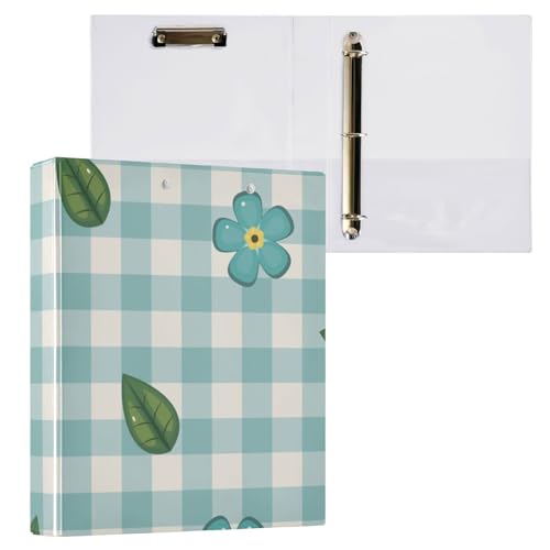 Ringbuch mit drei Ringen, 3,5 cm, Büffelkaro, Blumenmuster, Bauernhaus, Blau, mit Tascheneinband, 1 Packung, Schulbedarf, Hardcover von Yuiboo