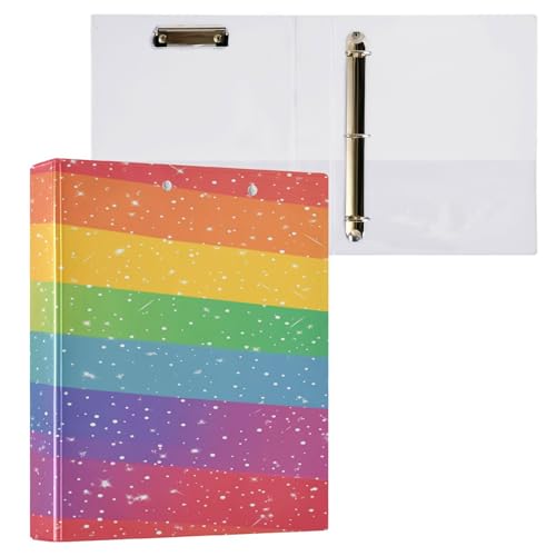 Ringbuch mit runden Ringen, 3,5 cm, bunte Streifen mit Taschen, 1 Packung für Briefgröße (27,9 x 21,6 cm), Hardcover von Yuiboo