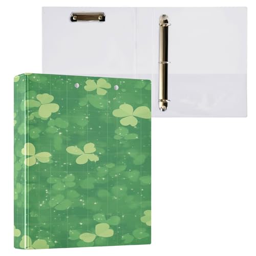 Ringbuch mit runden Ringen, 3,8 cm, St. Patrick's Day, Glücksklee mit Klemmbrett, 1 Packung, Schulbedarf, Hardcover von Yuiboo