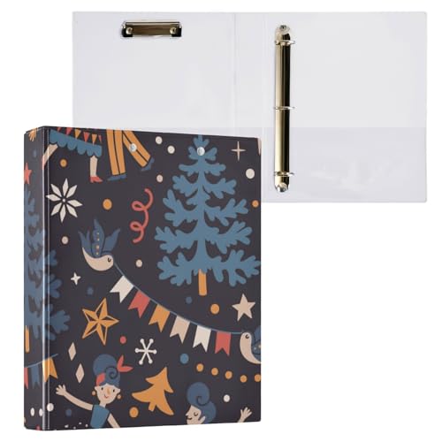 Runde Ringbücher 3,8 cm Weihnachten tanzende Paare Valentinstag Blau mit Taschen 1 Packung Schulbedarf Binder Hardcover von Yuiboo