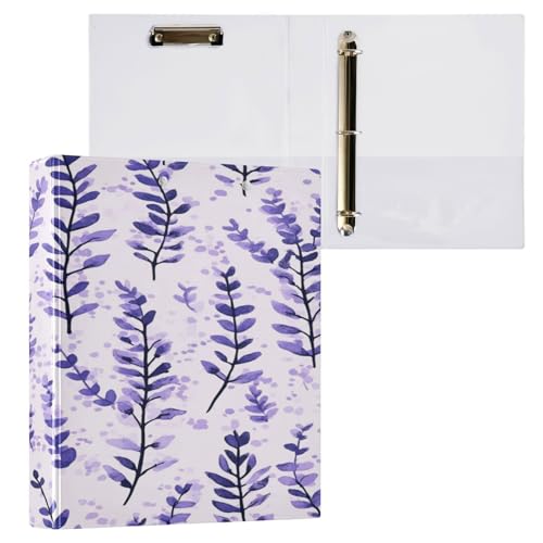 Runde Ringbücher mit Taschen, 3,8 cm, Aquarellfarben, violette Blumen mit Taschen, 1 Packung, College-Ordner für Studenten, Hardcover von Yuiboo