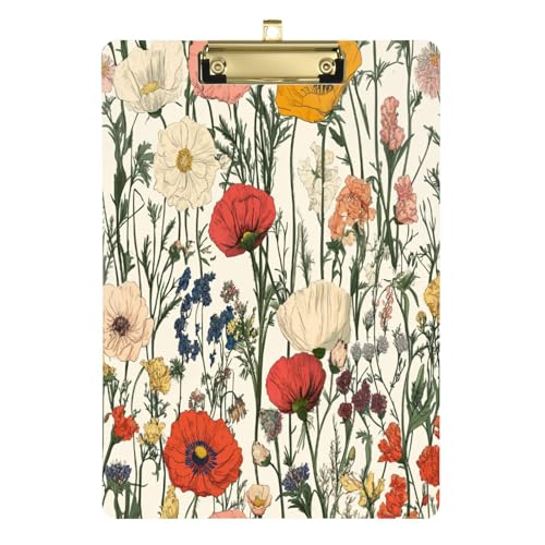 Still-Klemmbrett Albanien Papaver Rhoeas Beauty Sommer Blumen Acryl Klemmbrett unzerbrechlich für Softball-Trainer 12x9 mit Metallclip von Yuiboo