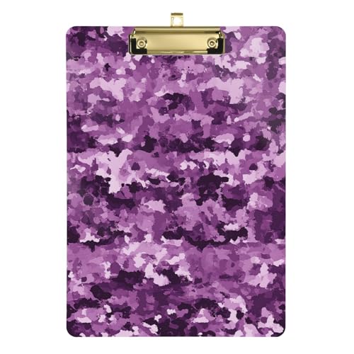 Wasserdichtes Klemmbrett Camouflage Lila Acryl Klemmbretter für Volleyball Baseball Trainer 12x9 mit Metallclip von Yuiboo