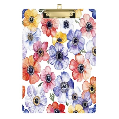 Wasserdichtes Klemmbrett Israel Anemone Coronaria Schönheit Sommer Blumen Kunststoff Klemmbrett Binder für Lehrer Student Arzt Krankenschwester 30,5 x 22,9 cm mit Metallclip von Yuiboo