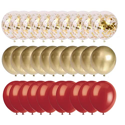 60 Stück 12 Zoll Helium Ballons Rot Gold Luftballons Rot Gold Ballons Rot Gold Latex Ballons Und Gold Konfetti Helium Luftballons Rot Geburtstagsdeko Für Mädchen Hochzeit, Abschluss Dekoration von Yukiyi