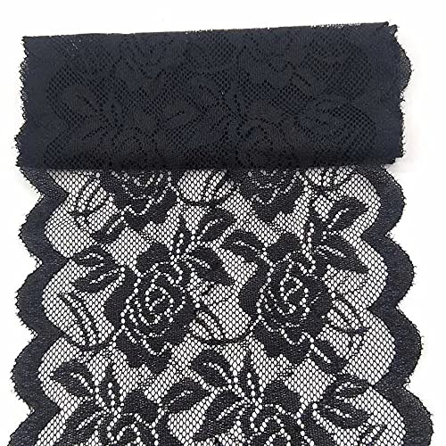 Yulakes 10 Yards Vintage Weinlese Spitze Rollen Spitzenborte Spitzenband Zierband Spitze Blume Borte ，Tischläufer SpitzeSpitze-Bogen Hochzeit Festival Tischdekoration Spitze Rolle 15cm Breite Schwarz von Yulakes