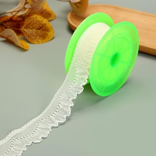 Yulakes 10 Yards wellen spitze elastische spitze Spitzenborte Spitzenband Spitzenbordüre unterwäsche kleidungszubehör DIY stickerei wasserlösliche nylon seidenspitze 3.5 cm (Weiß) von Yulakes