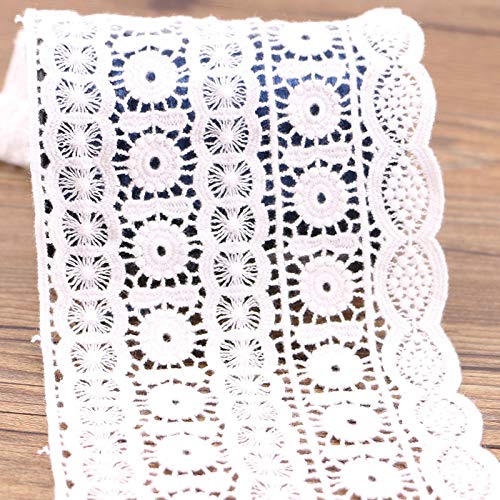 Yulakes 2 Yard 11cm Weiß Baumwolle spitzenband Vintage Häkelband Spitze Borte Häkelspitze Häkel-Borte Spitzenband für Nähen Handwerk Hochzeit Deko Scrapbooking Geschenkbox (Weiß) von Yulakes