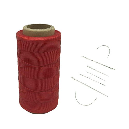 Yulakes 260 Meter 1mm Leder gewachst Wachs Thread Cord Ledergarn Nähen Handwerk Mit 7pcs lederne nähende Nadeln (rote) von Yulakes