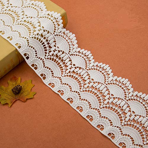 Yulakes 3 Yard 11cm-12cm Weiß Baumwolle spitzenband Vintage Häkelband Spitze Borte Häkelspitze Häkel-Borte Spitzenband für Nähen Handwerk Hochzeit Deko Scrapbooking Geschenkbox (Weiß) von Yulakes