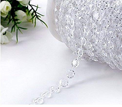 Yulakes 30 m Rolle Kristall-ähnliche Perlenkette für Kronleuchter, Hochzeit, Dekoration, Weihnachtsbaum, Basteldekoration, 10 mm von Yulakes