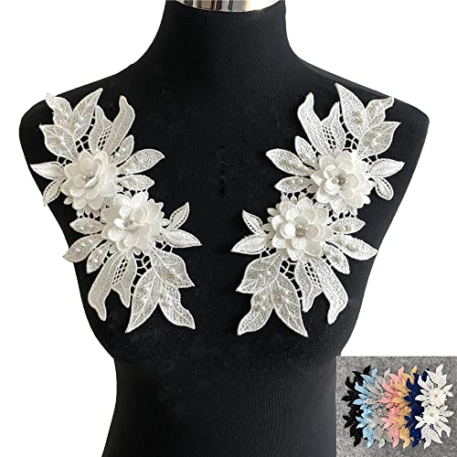 Yulakes 3D Stickerei Perlen Spitze Applikation,Gestickte Spitze Ausschnitt Blumen Strass Tüll Besatz Besetzter ,Spitzenapplikation Blumenstickerei Patch für DIY Ausschnitt Hochzeit Brautkleid (Yellow) von Yulakes