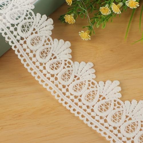 Yulakes 5 Yards Milchseide spitzenband Vintage Häkelband Spitze Borte Häkelspitze Häkel-Borte Spitzenband für Nähen Handwerk Hochzeit Deko Scrapbooking Geschenkbox 4.5cm von Yulakes