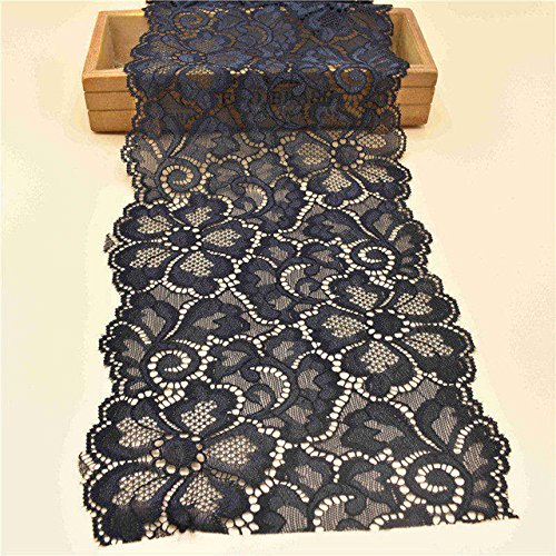 Yulakes 5 Yards Stretch Spitzenbordüre Vintage Spitzenborte Spitzenband Zierband Spitze Blume Borte Hochzeit lace trim Deko band,Handwerk, Schleifband 18cm Breite (Schwarz) von Yulakes