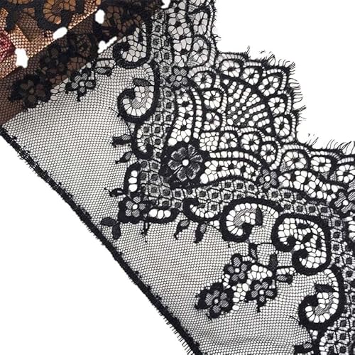 Yulakes 6 Meters Schwarz weißer Wimpern Spitzenband mit Blumenmuster, Spitzenbordüre Spitzenborte zum Nähen und Dekorieren,Blumendesign und Kunsthandwerk 19cm (Schwarz) von Yulakes