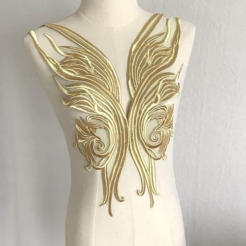 Yulakes Gold Stickerei Spitze Applikation Patch Gold Pailletten Spitze Ausschnitt Kragen Hochzeit edles Kleid Nähen DIY Brautkleid Dekoration Kleidung Zubehör (Style 1) von Yulakes