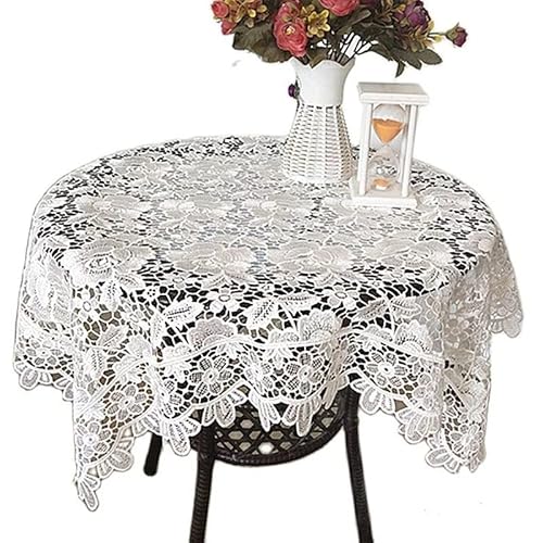 Yulakes Polyester Spitze Stickerei Tisch Tischset ，Spitzen Tischdecke Spitzendeckchen Baumwolle Placemat Blume Matte，Spitzendeckchen Häkeldeckchen Tischdecke (70x70cm) von Yulakes