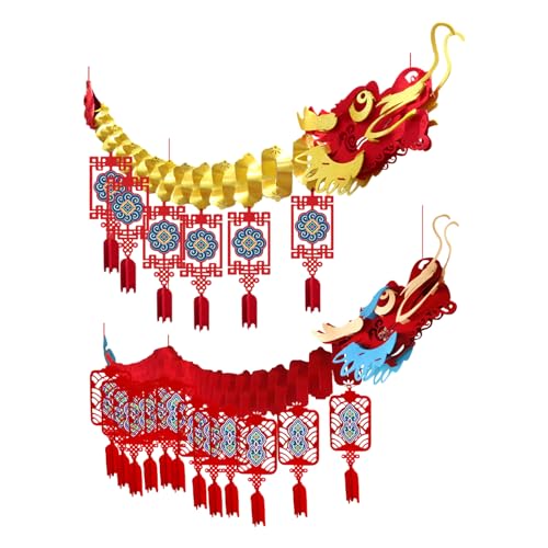 Yulokdwi Chinese New Year Decoration 2024 Banner, Chinesisches Neujahrsbanner,Frühlingsfest-Dekoration,Banner-Dekorationsset Für Das Frühlingsfest 2024, Heimdekorationen Für Wände, Häuser von Yulokdwi