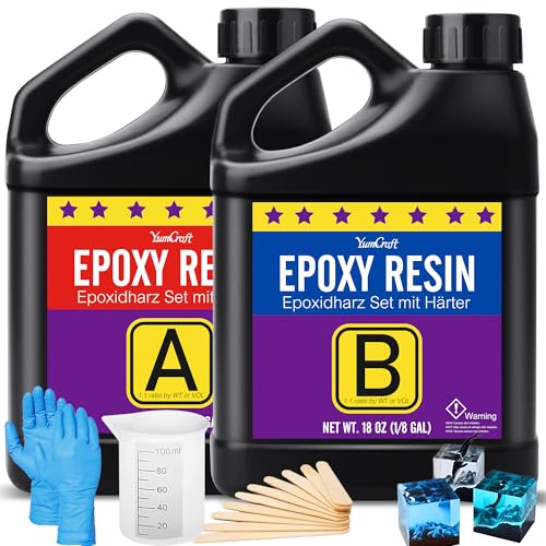 Epoxidharz - 36oz Kristallklares Epoxidharz Kit, Blasen frei, Anti-Gelb, Selbstnivellierend, Hochglanz-Kunstharz für DIY Kunst Handwerk, Schmuck, Tisch, Formen, freundlich zu Harz Handwerk Anfänger von YumCraft