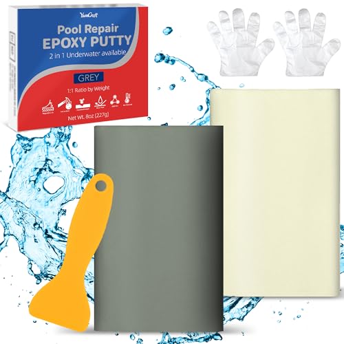 Epoxidharz Knete - 227g Epoxid Pool Reparaturset Unterwasser oder Darübe für Reparieren Lecks, Rissen, Füllen, Modellieren - Epoxy Knete Metallkleber Knetmasse für Metall, Keramik, Fliesen (Grau) von YumCraft