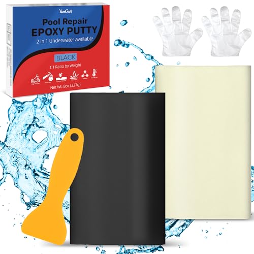 Epoxidharz Knete - 227g Epoxid Pool Reparaturset Unterwasser oder Darübe für Reparieren Lecks, Rissen, Füllen, Modellieren - Epoxy Knete Metallkleber Knetmasse für Metall, Keramik, Fliesen (Schwarz) von YumCraft