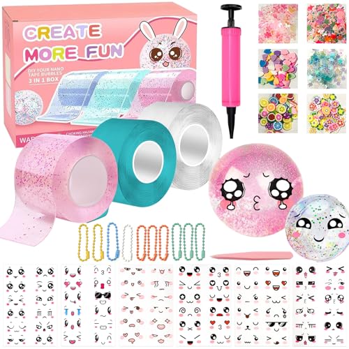 Nano Tape Bubbles Kit, Doppelseitiges Klebeband Set für Blow Bubbles, Magie Nano Klebeband Set,Elastic Bubble DIY Craft Kit, Gastgeschenke und Geschenke für Mädchen, Jungen, Kinder, Erwachsene von YumSur