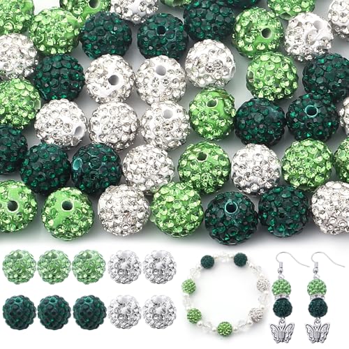 Strass-Perlen, 10 mm, für Schmuckherstellung, glänzende runde Shamballa-Disco-Perlen, glitzernd, für Halsketten, Armbänder, Ohrringe und DIY-Dekoration (warmer Frühling) von Yumttero