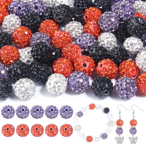 Yumttero 100 Stück Strass-Perlen, 10 mm, Polymer-Strass-Ton-Perlen, Glitzer- und Diamantperlen für Halsketten, Armbänder, Schmuckherstellung, Partygeschenke, Weihnachtsdekoration, Shamballa-Perlen, von Yumttero