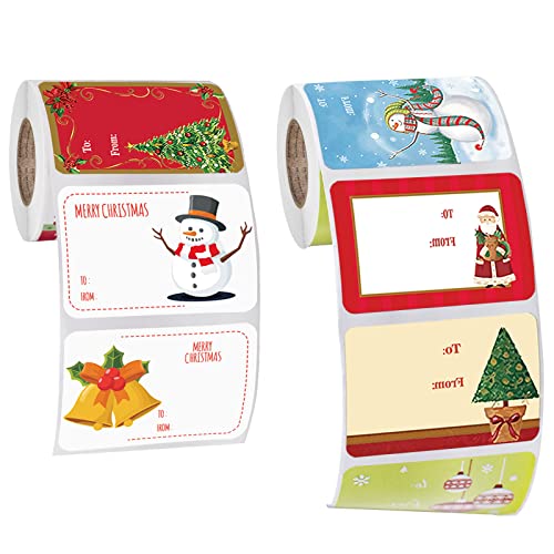 YunBey 500 Stück Weihnachtsaufkleber Namensschilder Aufkleber Weihnachten Weihnachtssticker Quadrat für Geschenkboxen, Karten, Umschläge von YunBey