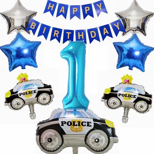 Yunchu Online 1. Polizei Geburtstag Dekoration Polizei Tortendeko Luftballons Polizei 1 Geburtstag Luftballon Blau Zahl 1 Helium Ballon für Polizei Motto Party Junge Geburtstag Party Supplies von Yunchu Online