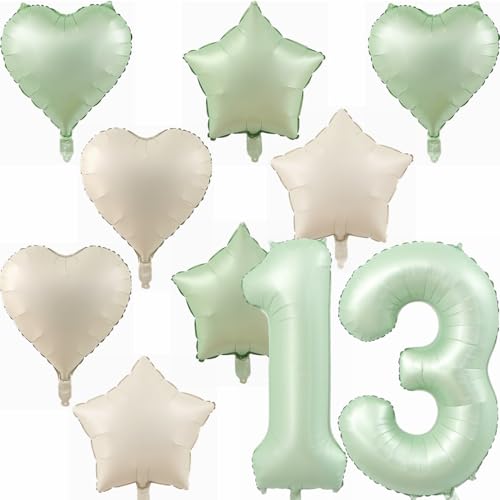 Yunchu Online 13. Geburtstagsdeko Jungen Mädche Grün Luftballons Deko Luftballons 13 Grün 40" Folienballon Zahl 13 Luftballon Geburtstag Zahl 13 Grün Jungen Deko für Mädchen 13. Geburtstag Party Deko von Yunchu Online