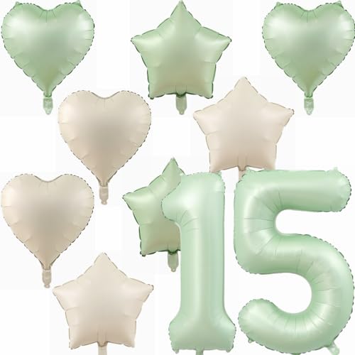 Yunchu Online 15. Geburtstagsdeko Jungen Mädche Grün Luftballons Deko Luftballons 15 Grün 40" Folienballon Zahl 15 Luftballon Geburtstag Zahl 15 Grün Jungen Deko für Mädchen 15. Geburtstag Party Deko von Yunchu Online