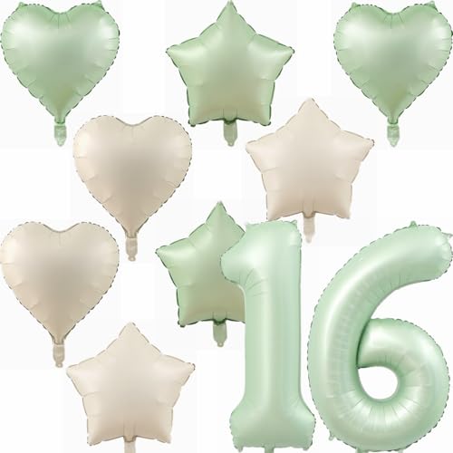 Yunchu Online 16. Geburtstagsdeko Jungen Mädche Grün Luftballons Deko Luftballons 16 Grün 40" Folienballon Zahl 16 Luftballon Geburtstag Zahl 16 Grün Jungen Deko für Mädchen 16. Geburtstag Party Deko von Yunchu Online