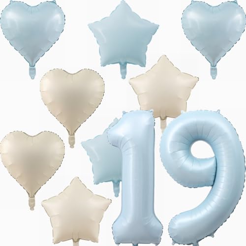 Yunchu Online 19. Geburtstagsdeko Jungen Mädche Blau Luftballons Deko Luftballons 19 Blau 40" Folienballon Zahl 19 Luftballon Geburtstag Zahl 19 Blau Jungen Deko für Mädchen 19. Geburtstag Party Deko von Yunchu Online