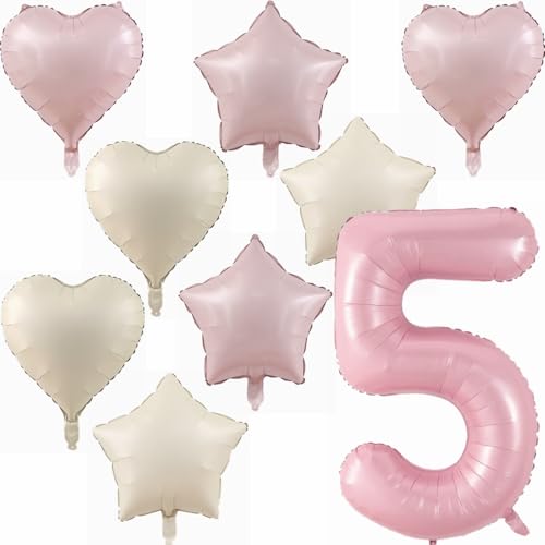 Yunchu Online 5. Geburtstagsdeko Mädche Rosa Luftballons Deko Luftballons 5 Rosa 40" Folienballon Zahl 5 Luftballon Geburtstag Zahl 5 Rosa Mädchen Rosa Deko für Mädchen 5. Geburtstag Party Deko von Yunchu Online