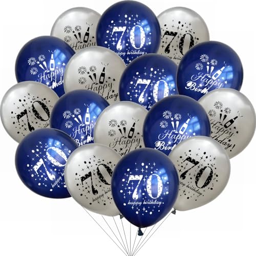 Yunchu Online 70. Geburtstag Luftballons Happy 70th Birthday Ballons Blau Silber 70. Geburtstag Dekoration 70 Jubiläum Geburtstagsparty Deko für Mädchen Jungen 70. Geburtstag Jubiläum Zubehör von Yunchu Online