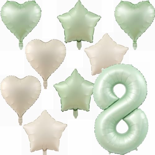 Yunchu Online 8. Geburtstagsdeko Jungen Mädche Grün Luftballons Deko Luftballons 8 Grün 40" Folienballon Zahl 8 Luftballon Geburtstag Zahl 8 Grün Jungen Deko für Mädchen 8. Geburtstag Party Deko von Yunchu Online