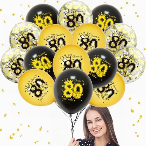 Yunchu Online 80. Geburtstag Luftballons 80. Geburtstag Dekoration Schwarz Gold Party Deko 80 jahre Geburtstag Deko 80 Jubiläum Geburtstagsparty Deko für 80 Geburtstag Mädchen Junge Deko Geschenk von Yunchu Online