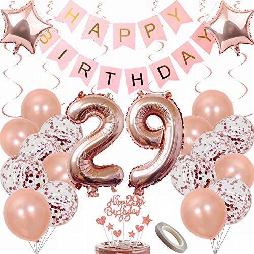 Yunchu Online Luftballon 29. Geburtstag Frauen Dekoration Rosegold Geburtstag Party Deko 29. Geburtstag Frauen Tortendeko 29 Geburtstag Frauen Deko Geschenk 29. Geburtstag Dekoration Ballon von Yunchu Online