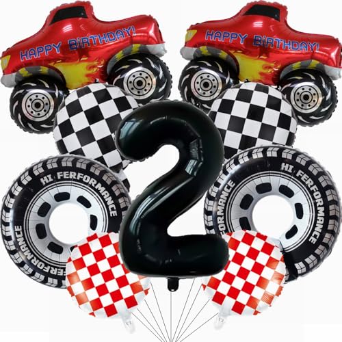 Yunchu Online Luftballon Auto Geburtstag Kit Monster Truck Cars Geburtstagsdeko Junge 2. Truck Geburtstag Dekoration Auto Thema Party Dekorationen für Monster Truck Rennen Auto Theme Party Supplies von Yunchu Online